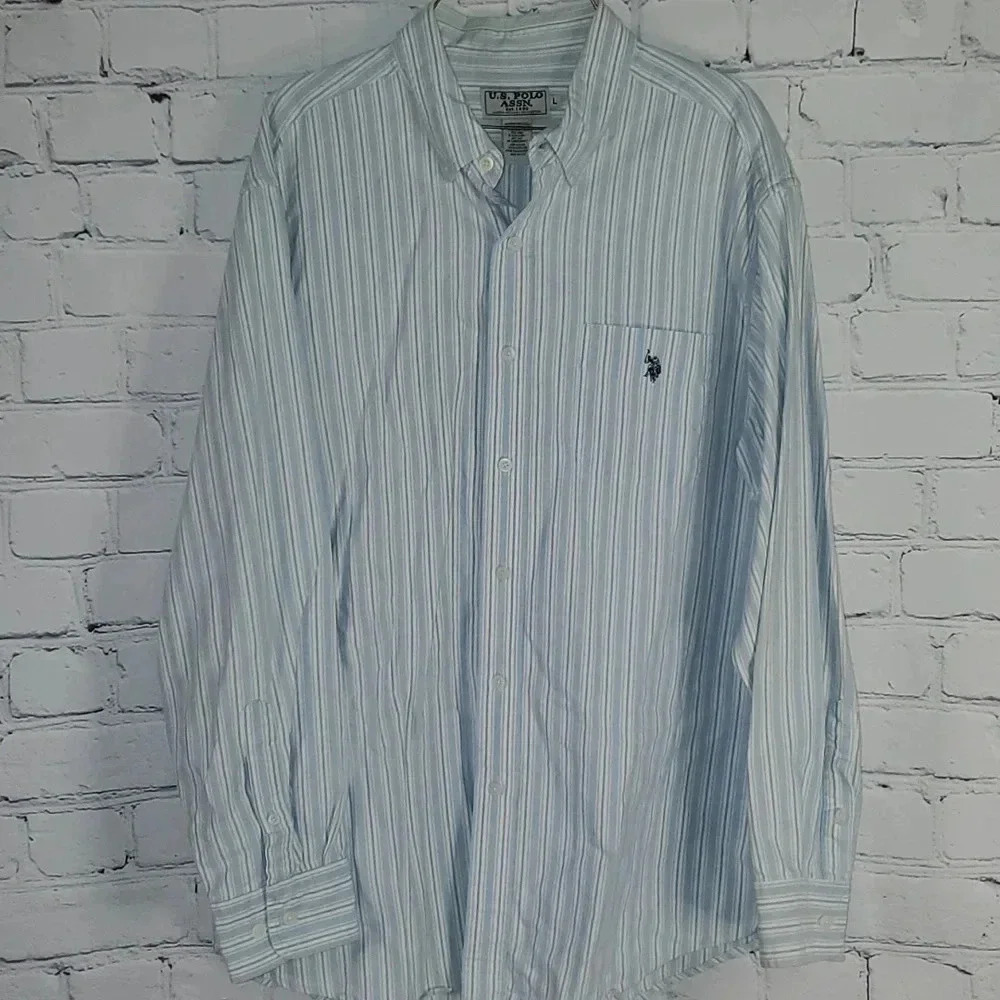 US Polo Assn Men's 100% Cotton Long Sleeve Button Down Shirt Size L